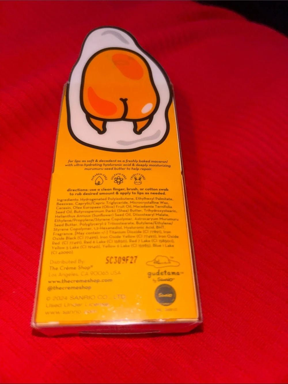 The Crème Shop x Gudetama Macaron Lip Balm - Yellow Moisturizing Gloss NIB